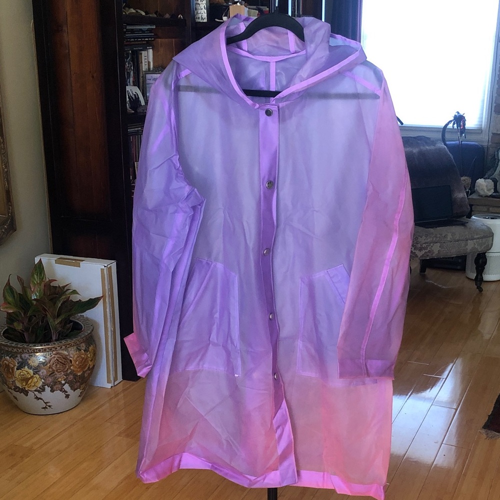 Women’s Sheer Hooded Rain Coat - Lavender Pink